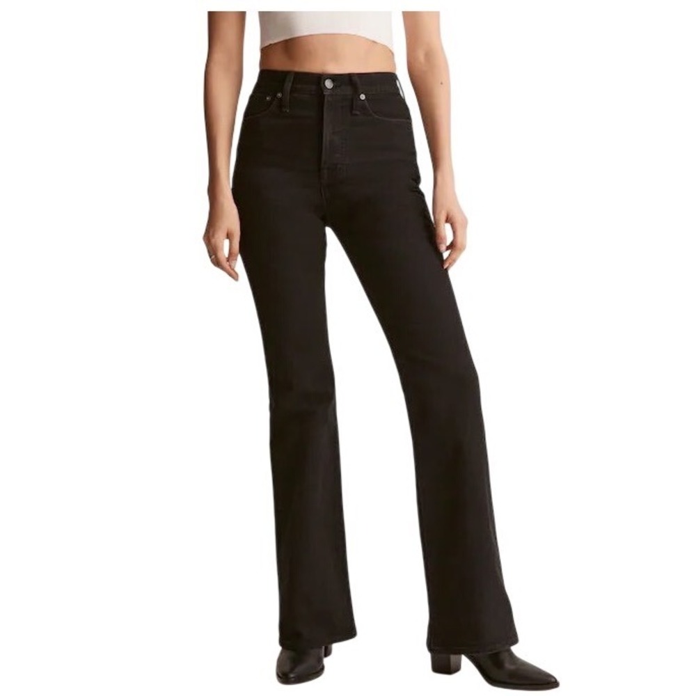 Madewell Womens Perfect Vintage Flare Jeans Black Wash Denim High Rise Size 29